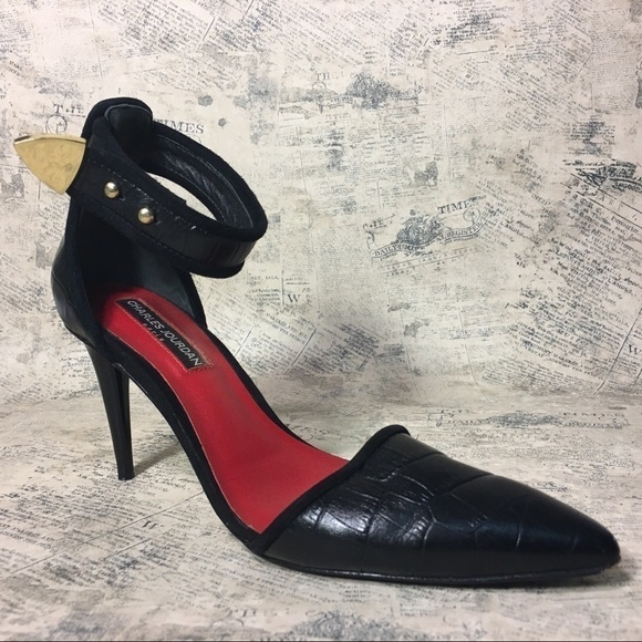 Charles Jourdan Paris Raven Ankle Strap Black Pump - Picture 2 of 15